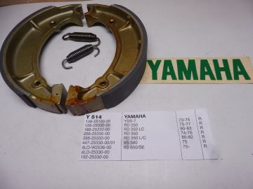 148-25130-00/156/168/256-25330-00 Shoe set rearbr.Yam.YDS7/RD250-350/XS360 and XS650(EBC Y514) see picture for many models
